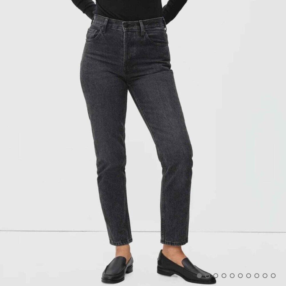Everlane  the high rise curvy cheeky straight jean in washed black, size 29